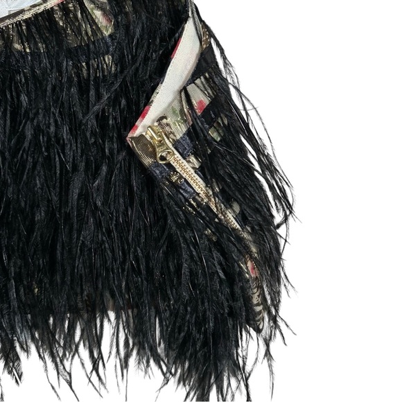 LOVE SHACK FANCY Dusty Metallic Floral Feathered Fringe Hem Crop Top - Picture 8 of 13